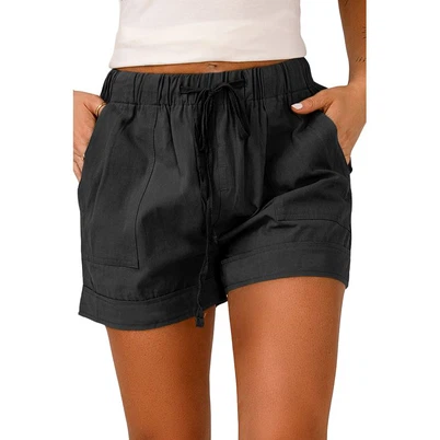Schwarze Tencel-Shorts mit Strive-Taschen